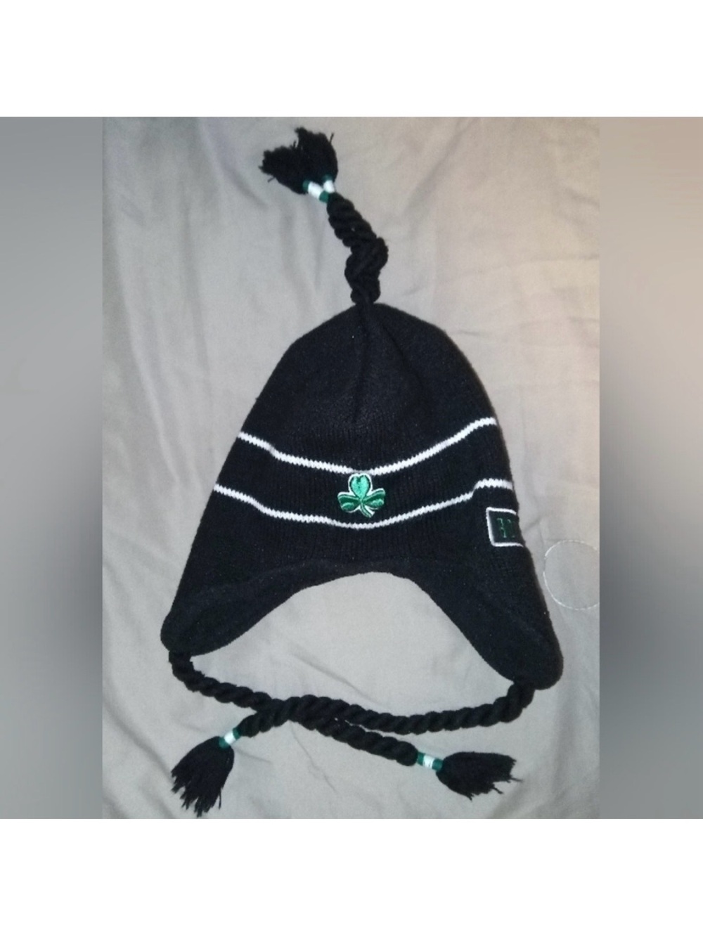 Boston Celtics Black Green NBA Cap Knit Winter Beanie TRAPPER Hat With Ear Flaps